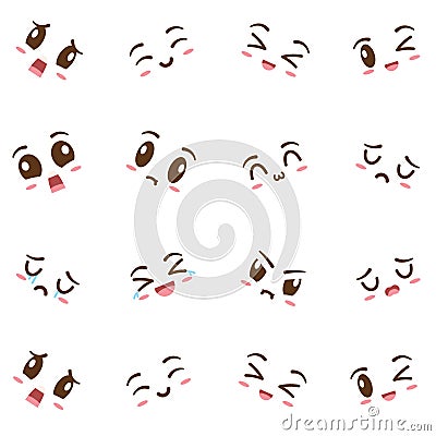 Seamless pattern background with borderless facial expressions Vector Vector Illustration