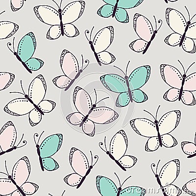 Seamless pattern background with butterflies Vector Illustration