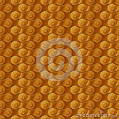 Seamless pattern, background, golden metal bicycle chain Vector Illustration