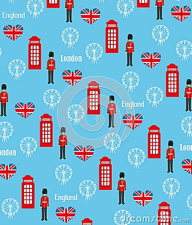 Seamless pattern background with London symbols Vector Illustration