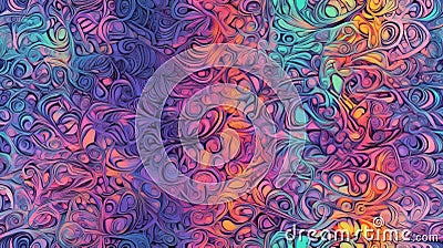 Seamless pattern background of mesmerizing and intricate pattern kaleidoscopes with multitude of hues that blend and transition Stock Photo