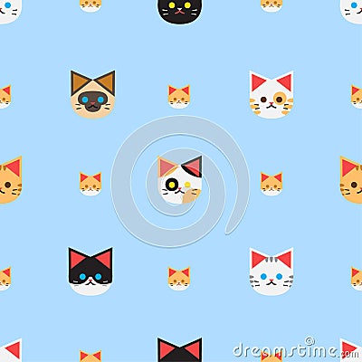 Seamless pattern background with the too many cats and blue background, vector set Editorial Stock Photo