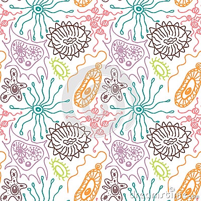 Seamless pattern with bacteria Vector Illustration