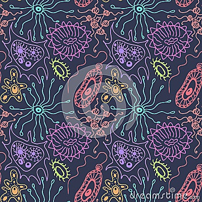 Seamless pattern with bacteria Vector Illustration