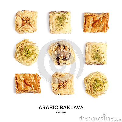 Seamless pattern with baklava. Sweets abstract background Stock Photo