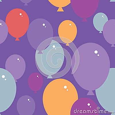 Seamless pattern with balloons. Purple, pink, blue, orange background. vector Vector Illustration