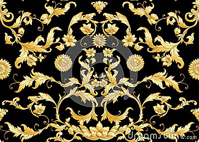 Seamless pattern in baroque, rococo, victorian, Vector Illustration