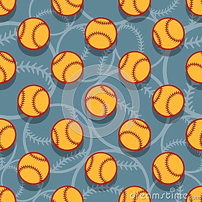 Seamless pattern with baseball softball ball graphics. Vector Illustration