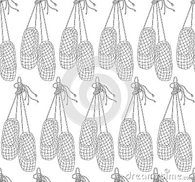 Seamless pattern with bast shoes Vector Illustration