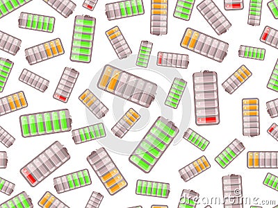 Seamless pattern with batteries Vector Illustration