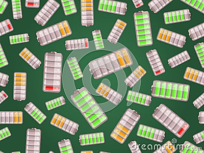 Seamless pattern with batteries charged in different level Vector Illustration