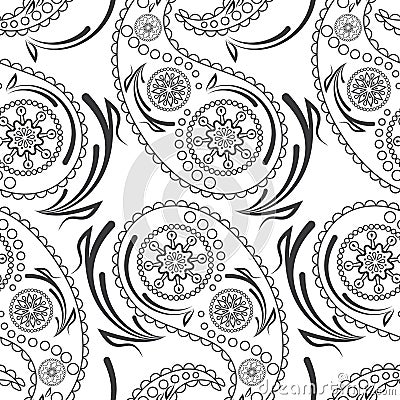 Seamless pattern of beautiful paisley cucumbers. Turkish, Indian, Persian, Mexican, African motif. Vector Illustration