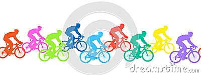 Seamless pattern. Bicyclists silhouettes, competition. Vector Illustration