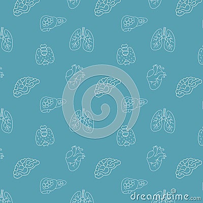 Seamless pattern with biology icons collection Vector Illustration