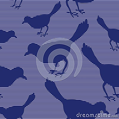 Seamless pattern with bird silhouettes. Vector Illustration