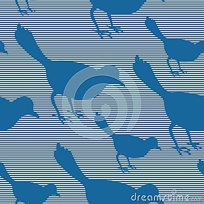 Seamless pattern with bird silhouettes. Vector Illustration