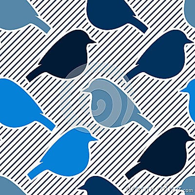 Seamless pattern with bird silhouettes. Vector Illustration