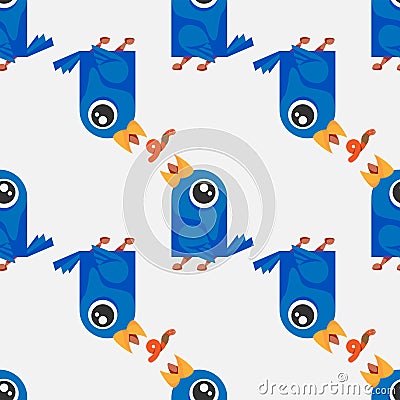 Seamless pattern of birds eating worms on a white background vector image Vector Illustration