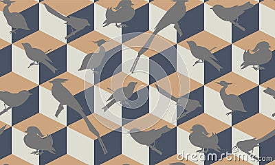 Seamless pattern with birds silhouettes. Vector Illustration