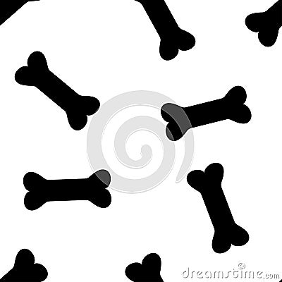 Seamless pattern with black bones. Vector illustration Cartoon Illustration