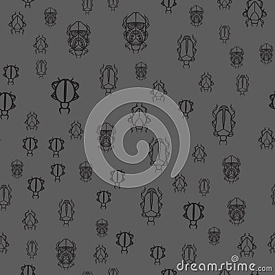 Seamless pattern with black bugs Vector Illustration