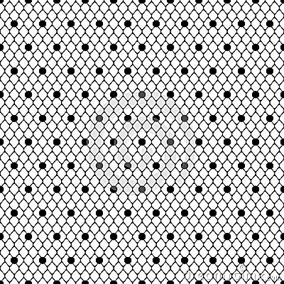 Seamless pattern black dotted veil, black mesh Vector Illustration