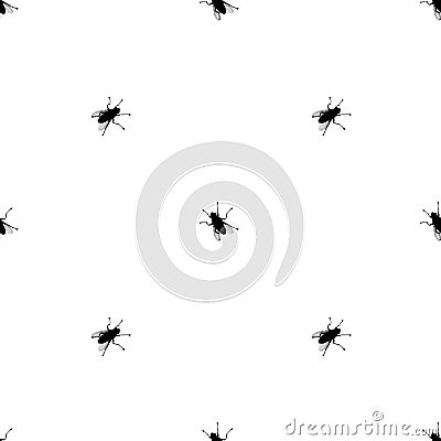 Seamless pattern black fly silhouette isolated, white background, bloodsucking insect repeating ornament, animal wallpaper, pest Stock Photo