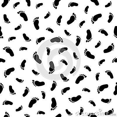 Seamless pattern with black footprint. Vector Illustration