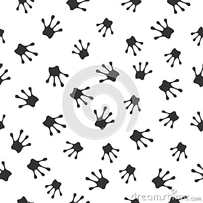 Seamless pattern with black frog footprints. Animal foot icon vector Vector Illustration