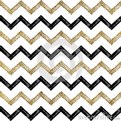 Seamless pattern of black gold zigzag chevron Vector Illustration
