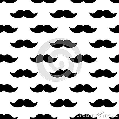 Seamless pattern with black mustaches. Vector illustration Cartoon Illustration