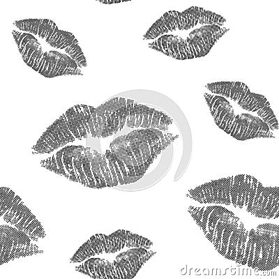 Seamless pattern with black silhouette lips Vector Illustration