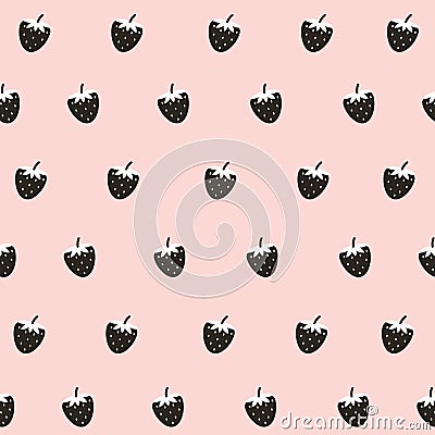 Seamless pattern black strawberry Vector Illustration