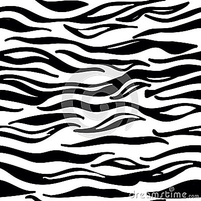 Seamless pattern with black tiger lion animal skin striped print texture fur Vector Illustration