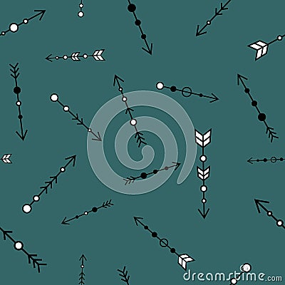 Seamless pattern with black-white arrows Vector Illustration