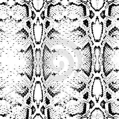 Seamless pattern black on white background. Snake skin texture. Vector Vector Illustration