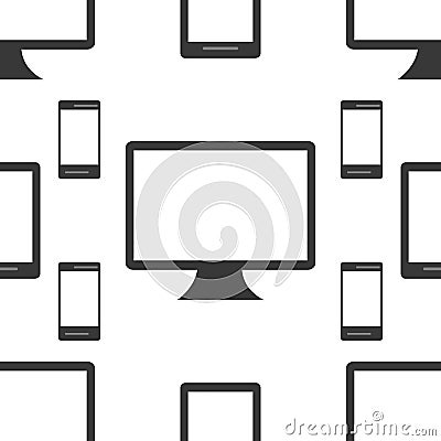 Seamless Pattern of black and white Isoleted Devices. Flat Design. Stock Photo