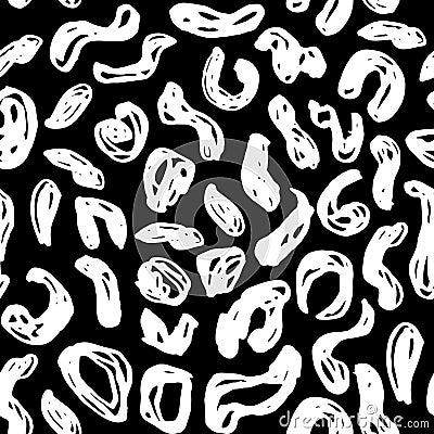 Seamless pattern black white leopard panther fur design, abstract simple lines scandinavian style background grunge texture. trend Vector Illustration