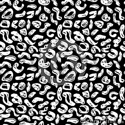 Seamless pattern black white leopard panther fur design, abstract simple lines scandinavian style background grunge texture. trend Vector Illustration