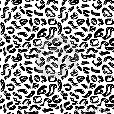 Seamless pattern black white leopard panther fur design, abstract simple lines scandinavian style background grunge texture. trend Vector Illustration