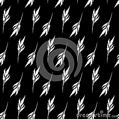 Seamless pattern black and white reed background Stock Photo
