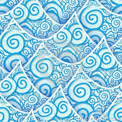 Seamless pattern blue cyan sea wave Stock Photo