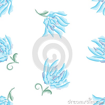 Seamless pattern of blue delicate watercolor flowers Vector Illustration