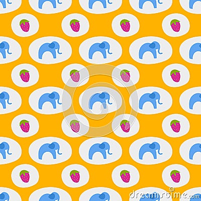 Seamless pattern of blue elephants background childrens cute african animal ornament print texture Vector Illustration
