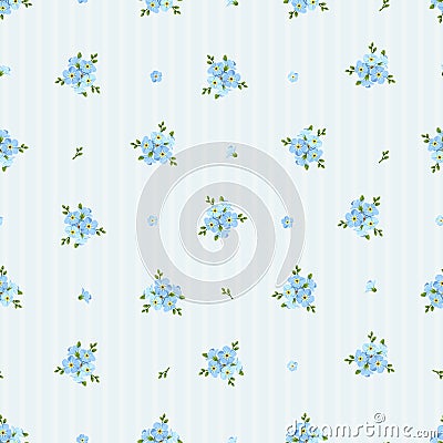 Seamless pattern with blue forget-me-not flowers. Vector illustration. Vector Illustration