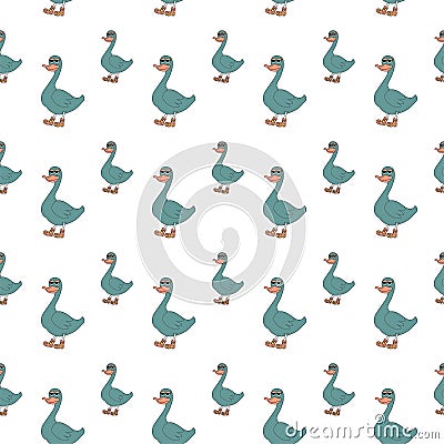 Seamless pattern of funny duck in boots with lushes Stock Photo