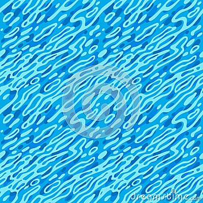 Seamless Pattern with Blue Ripple Water Surface. Vector Pool Texture. Abstract Waves Background Vector Illustration