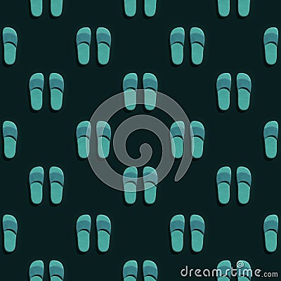 Seamless pattern blue slippers in summer in 3D Stock Photo