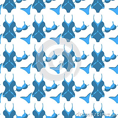 Seamless pattern with a blue swimsuit. vector illustration Vector Illustration