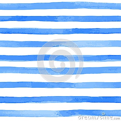 seamless pattern with blue watercolor stripes. hand painted brush strokes, striped background. Vector illustration Vector Illustration